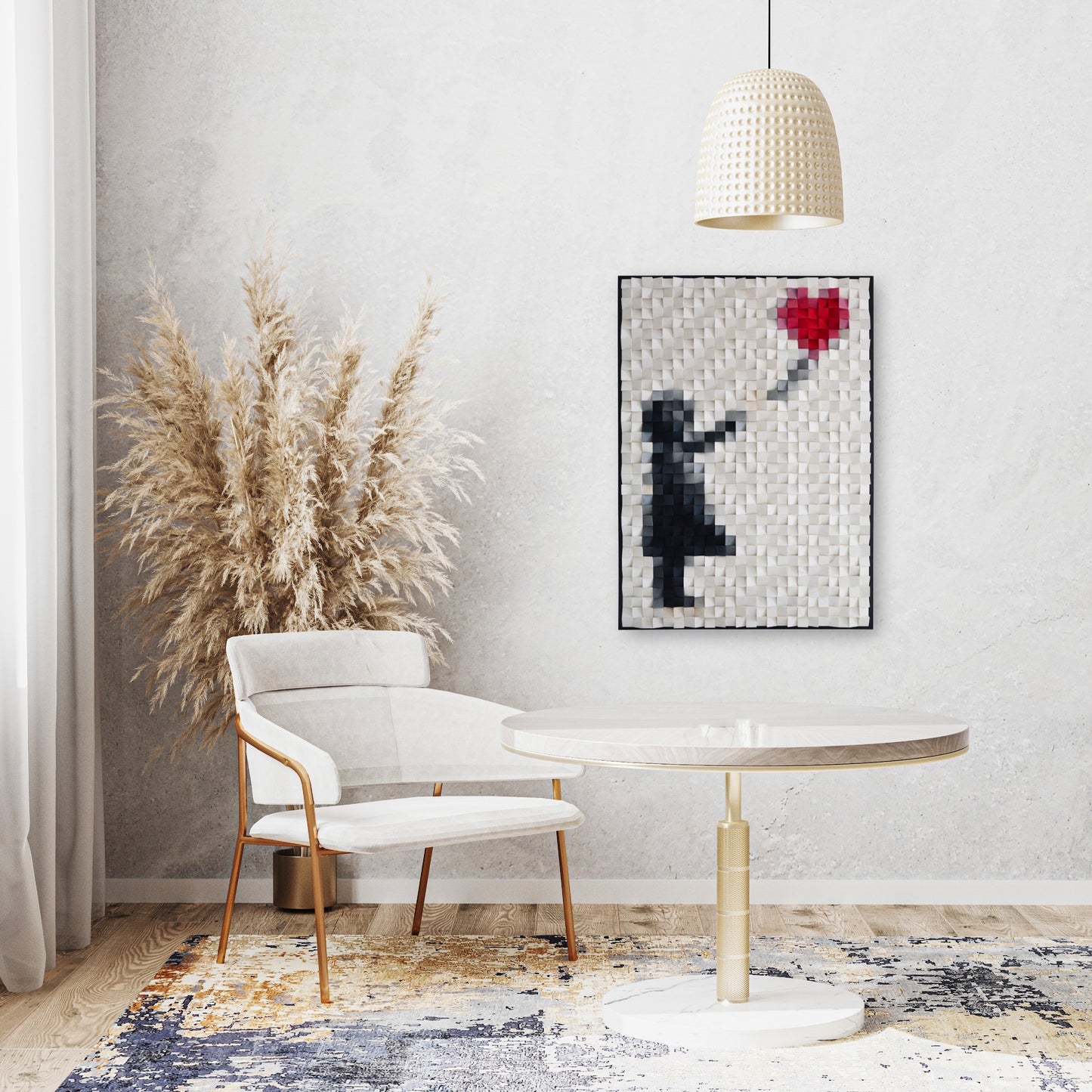 Girl Without a Balloon – Large Wooden Wall Art, 3D Wood Street Art, 75×105 cm