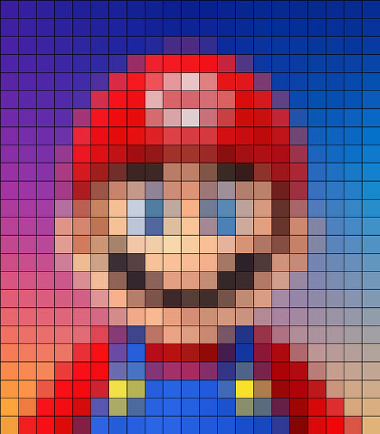 Handmade wooden pixel art inspired by Mario