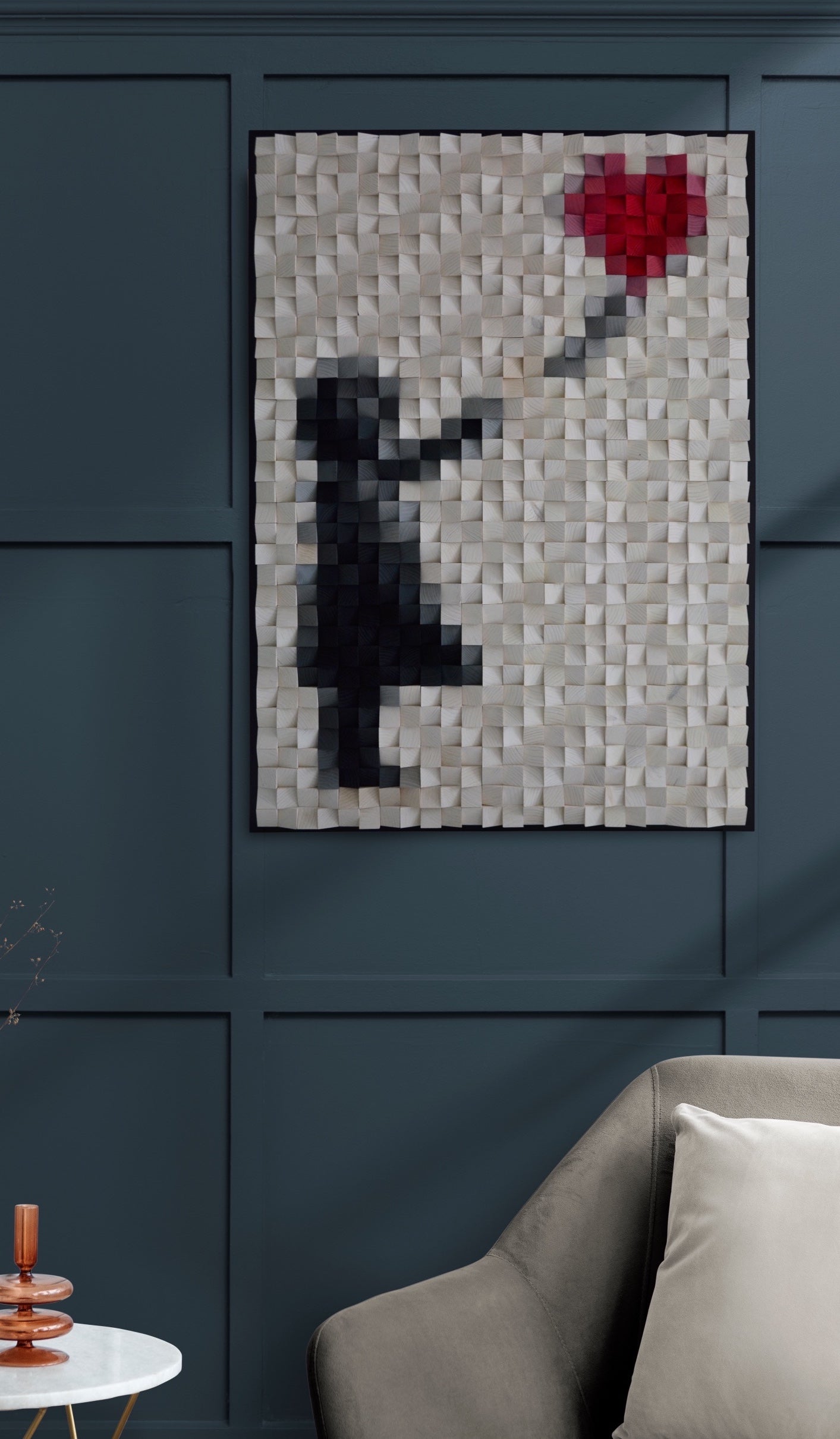 Girl Without a Balloon – Large Wooden Wall Art, 3D Wood Street Art, 75×105 cm